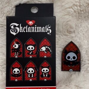 Skelanimals Stained Glass Blind Box Enamel Pin bat